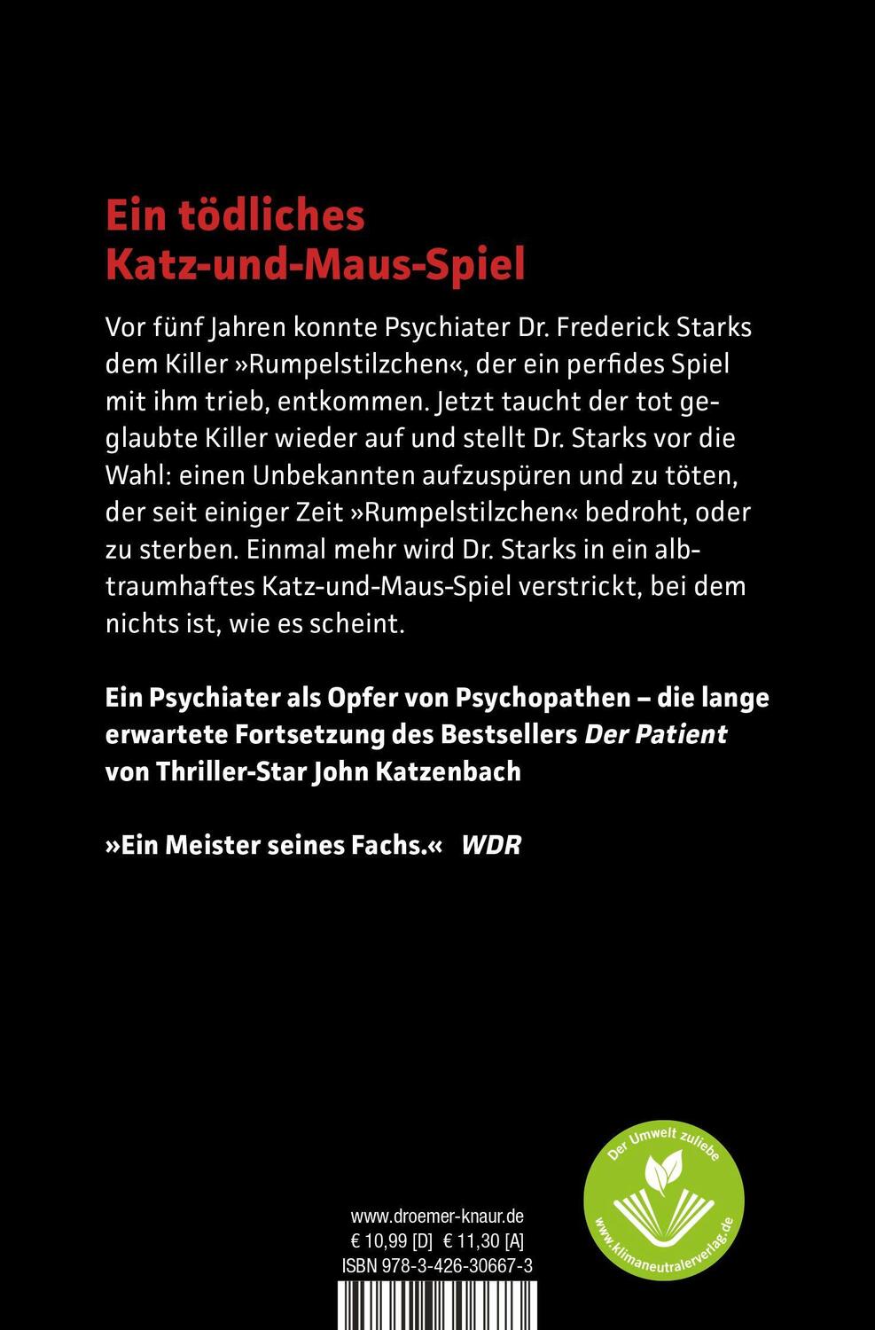 Rückseite: 9783426306673 | Der Verfolger | Thriller | John Katzenbach | Taschenbuch | 496 S.