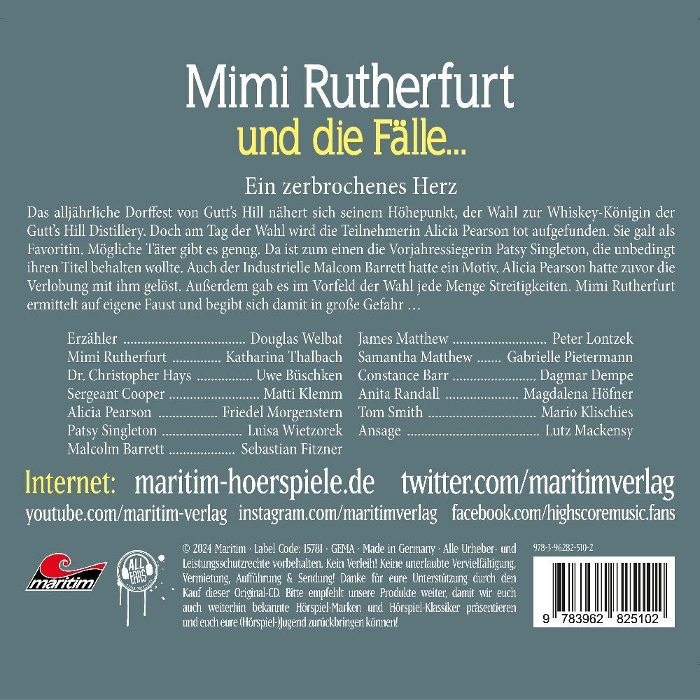 Bild: 9783962825102 | Ein zerbrochenes Herz, 1 Audio-CD | Katharina Thalbach (u. a.) | CD