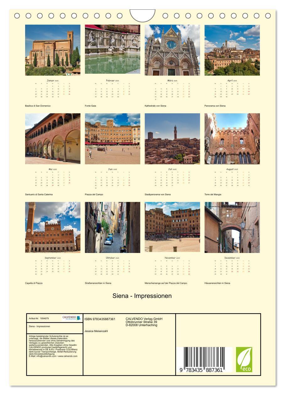 Bild: 9783435887361 | Siena - Impressionen (Wandkalender 2025 DIN A4 hoch), CALVENDO...