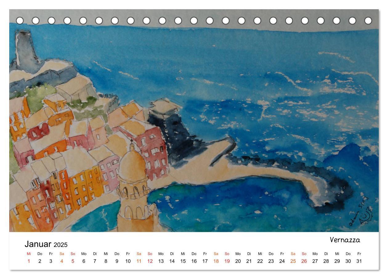 Bild: 9783435555611 | Cinque Terre und Meer in Aquarell und Acryl (Tischkalender 2025 DIN...