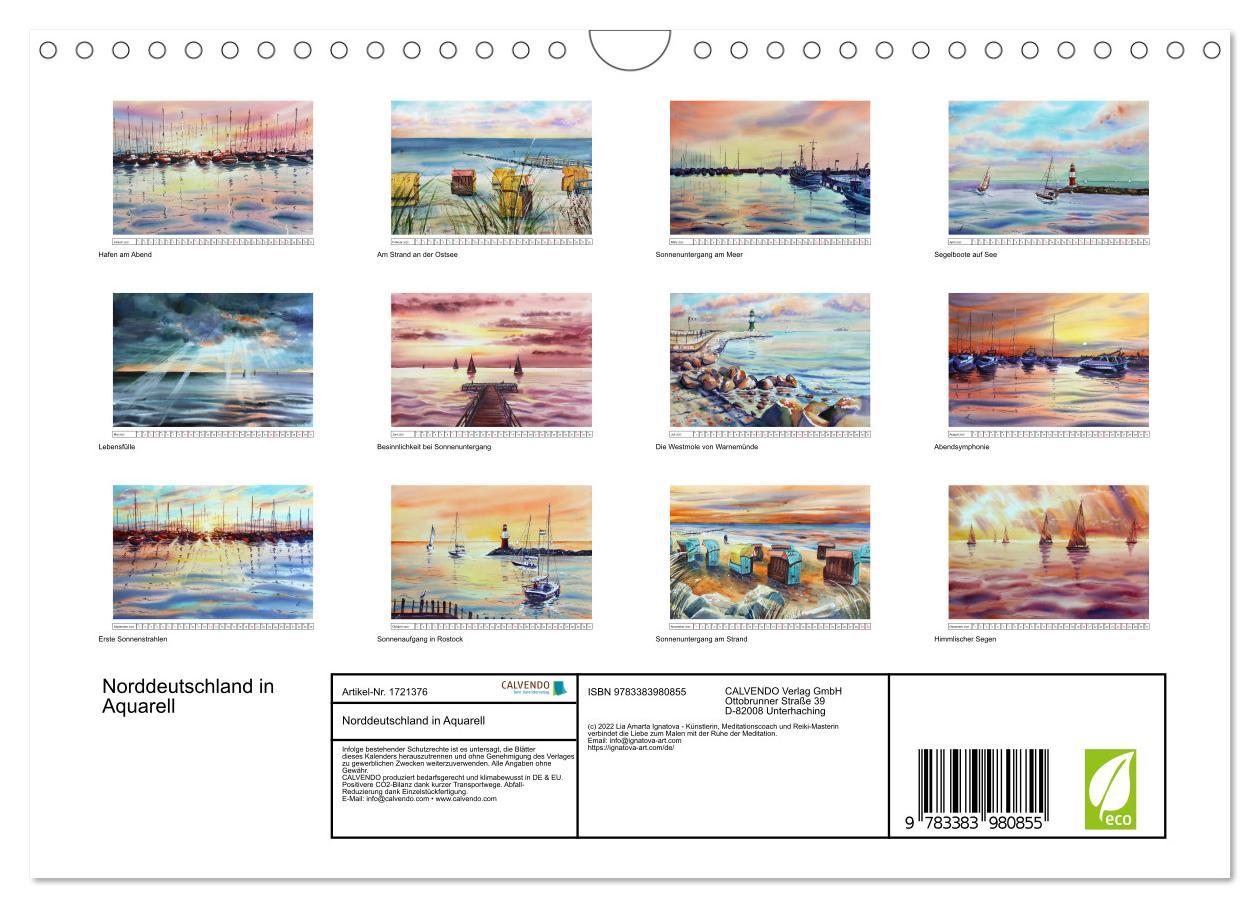 Bild: 9783383980855 | Norddeutschland in Aquarell (Wandkalender 2025 DIN A4 quer),...