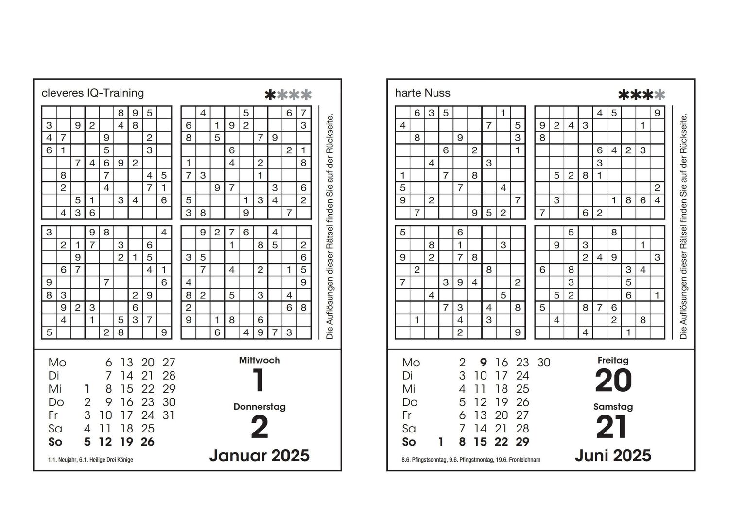 Bild: 9783809449171 | Sudokukalender 2025. Der beliebte Abreißkalender mit 800 Zahlenrätseln