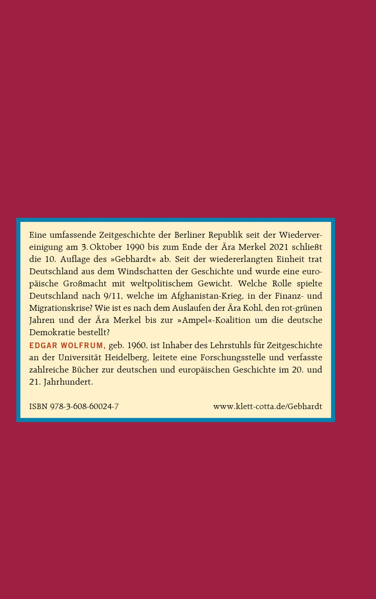 Rückseite: 9783608600247 | Gebhardt: Handbuch der deutschen Geschichte. Band 24 (Gebhardt...