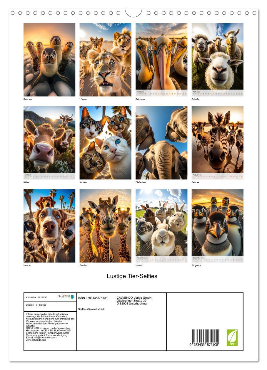 Bild: 9783435875108 | Lustige Tier-Selfies (Wandkalender 2025 DIN A3 hoch), CALVENDO...