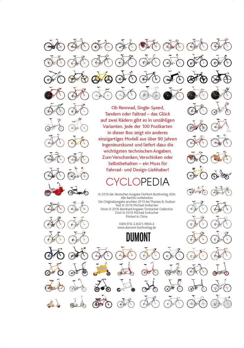 Rückseite: 9783832199043 | Cyclopedia. 100 Postkarten zum modernen Fahrrad-Design | Embacher