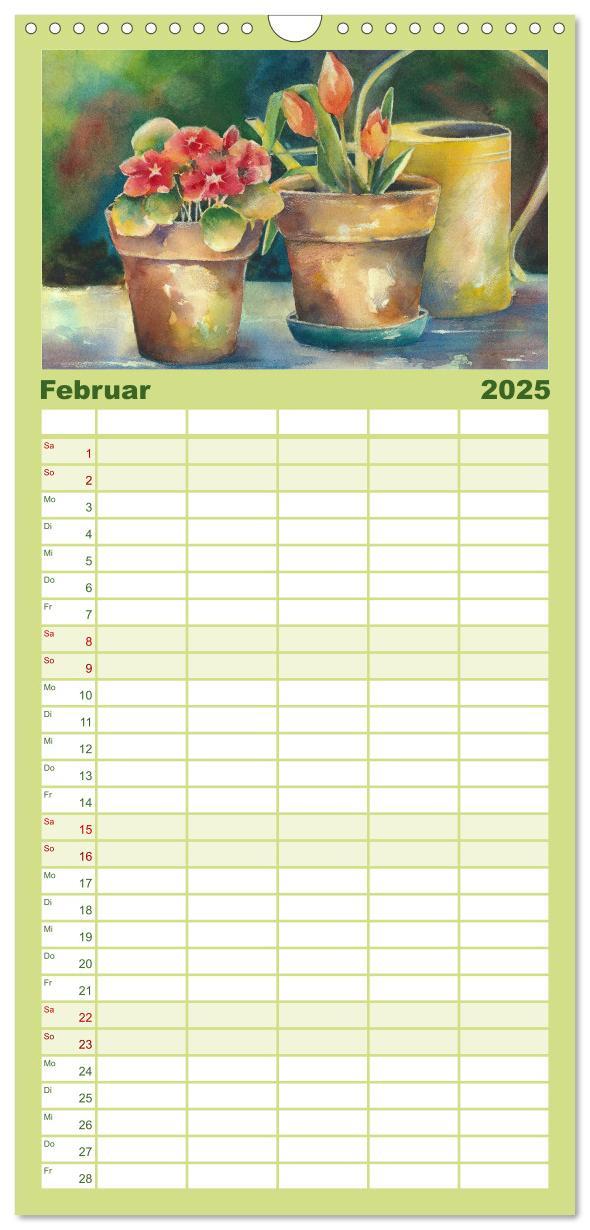 Bild: 9783457123256 | Familienplaner 2025 - Garten Aquarelle mit 5 Spalten (Wandkalender,...