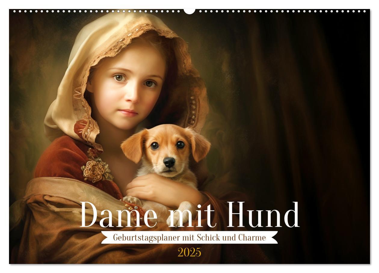 Cover: 9783435013876 | Dame mit Hund (Wandkalender 2025 DIN A2 quer), CALVENDO Monatskalender