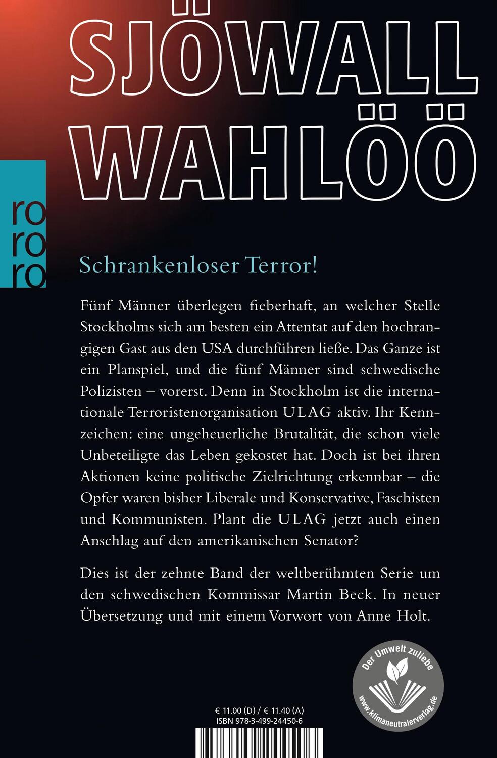 Rückseite: 9783499244506 | Die Terroristen | Ein Kommissar-Beck-Roman | Per Wahlöö (u. a.) | Buch