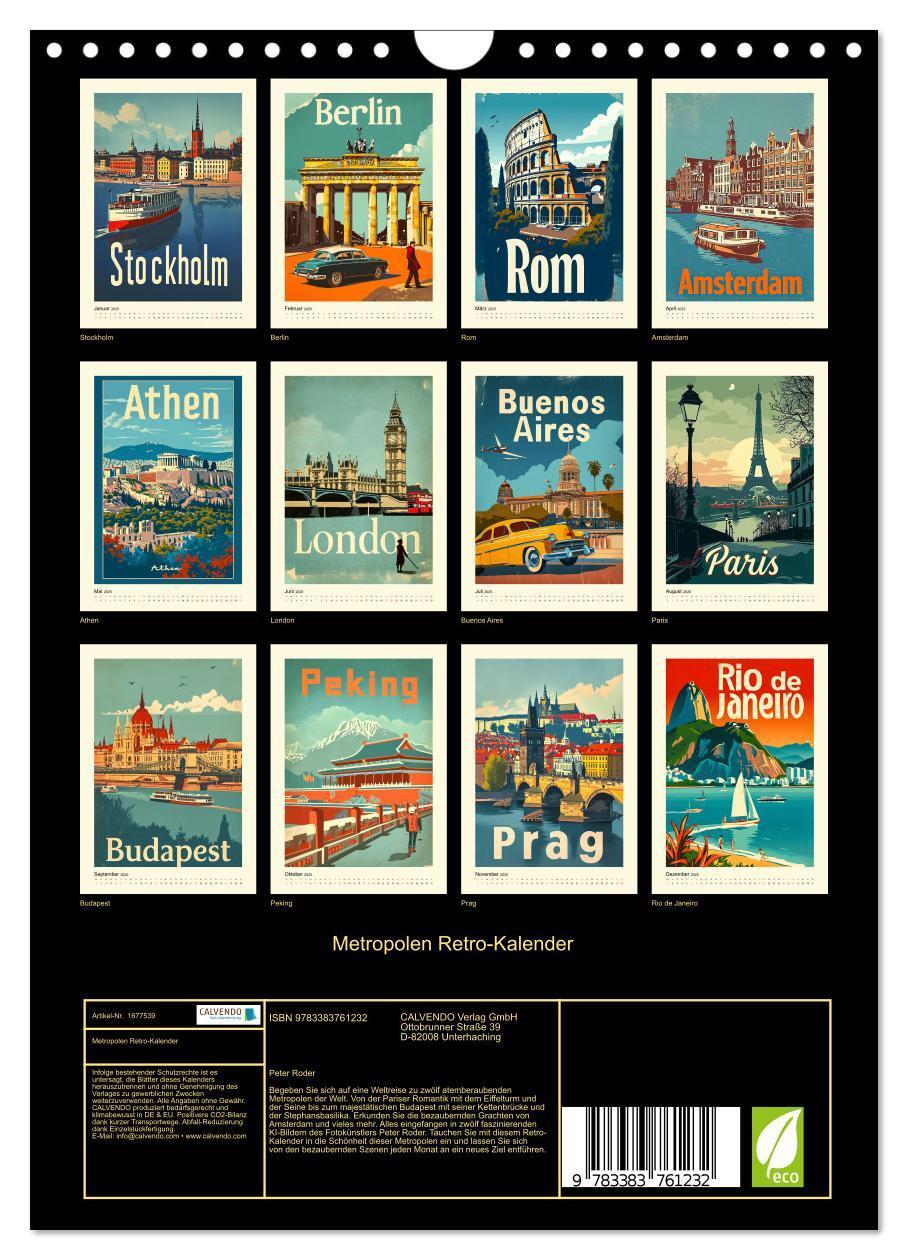 Bild: 9783383761232 | Metropolen Retro-Kalender (Wandkalender 2025 DIN A4 hoch), CALVENDO...