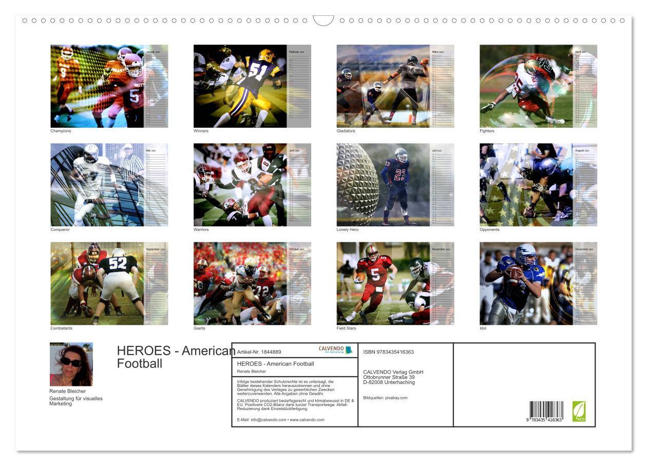 Bild: 9783435416363 | HEROES - American Football (Wandkalender 2025 DIN A2 quer),...