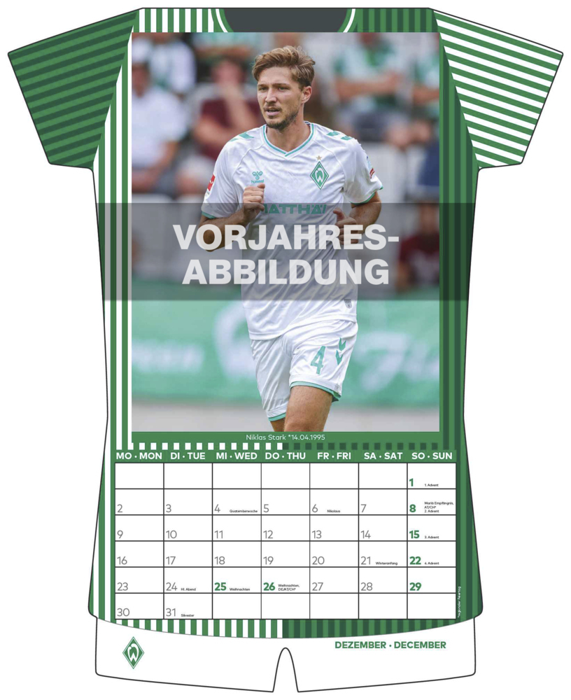 Bild: 4002725994509 | N NEUMANNVERLAGE - Werder Bremen 2025 Trikotkalender, 34,1x42cm,...