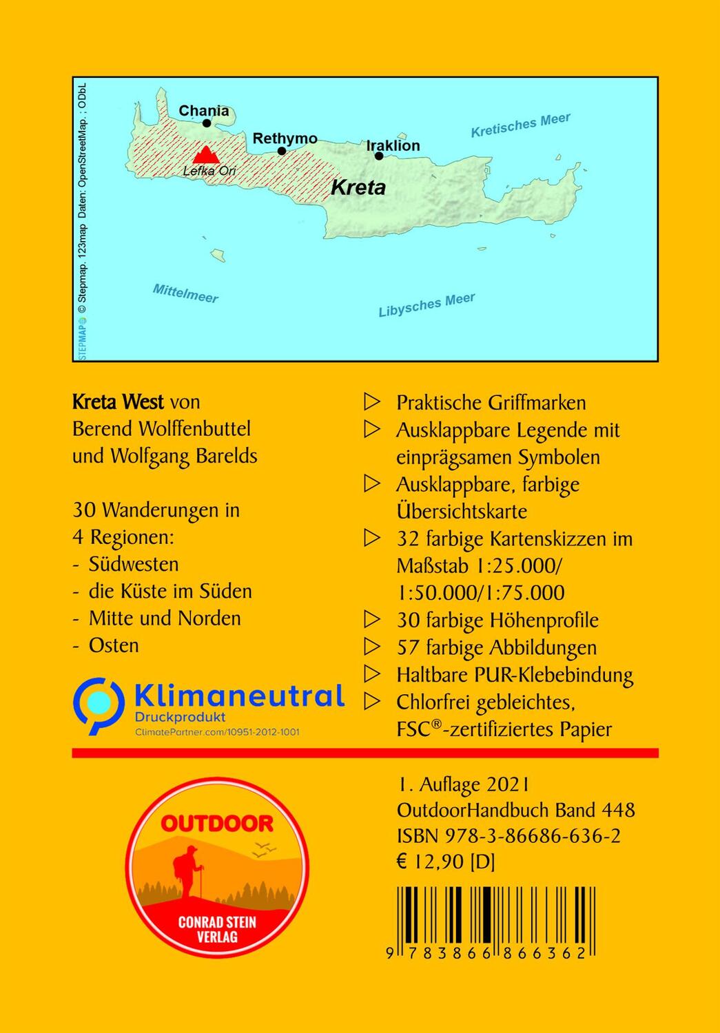 Rückseite: 9783866866362 | Kreta | 30 Wanderungen zwischen Schluchten, Bergen und Buchten | Buch