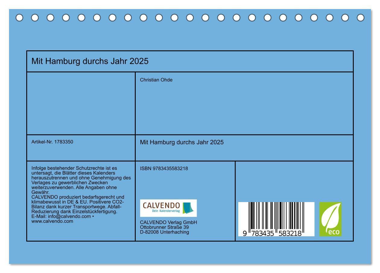 Bild: 9783435583218 | Mit Hamburg durchs Jahr 2025 (Tischkalender 2025 DIN A5 quer),...