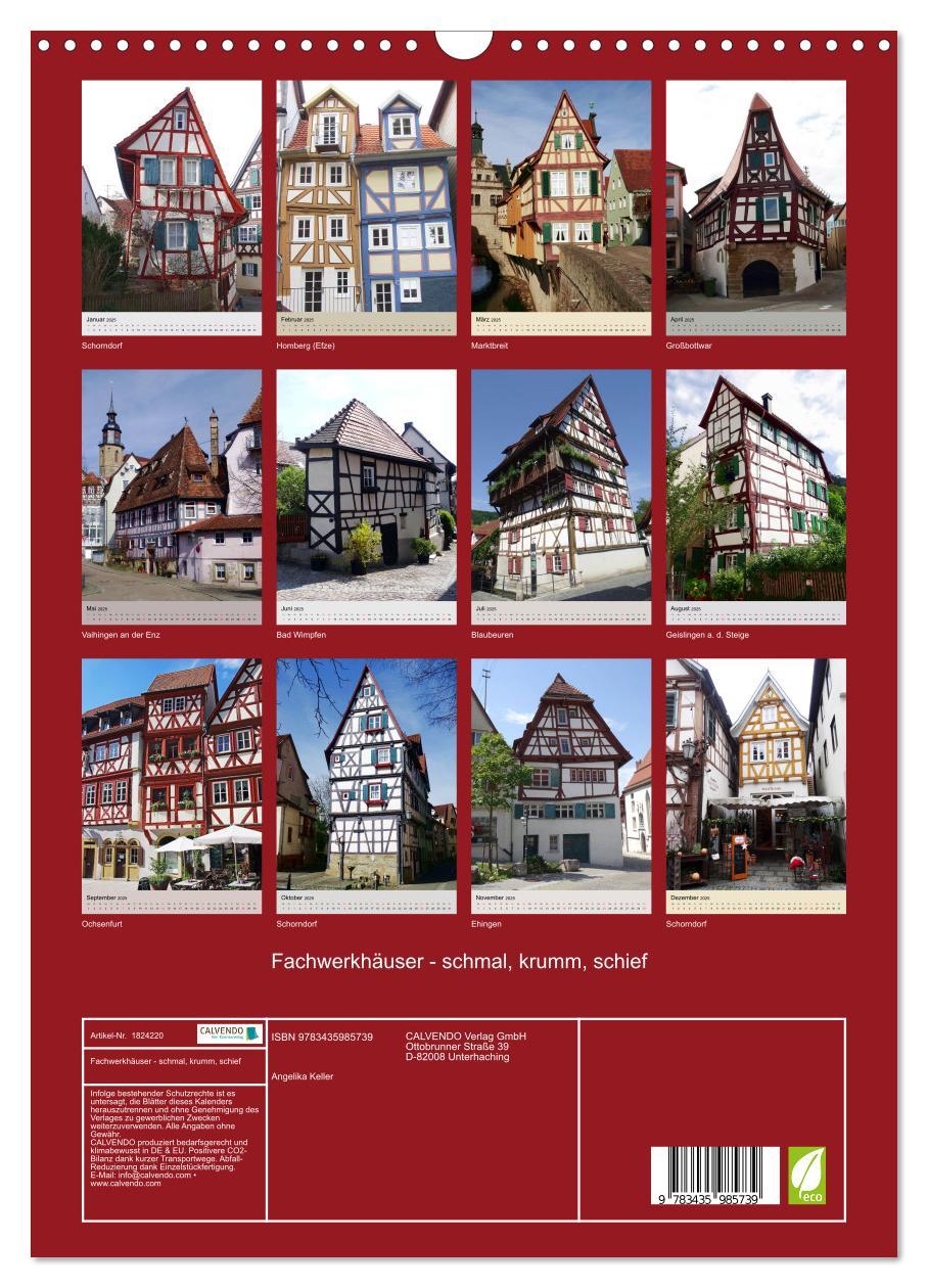 Bild: 9783435985739 | Fachwerkhäuser - schmal, krumm, schief (Wandkalender 2025 DIN A3...