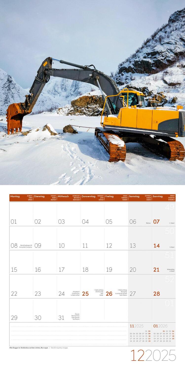 Bild: 9783838445182 | Bagger Kalender 2025 - 30x30 | Ackermann Kunstverlag | Kalender | 2025