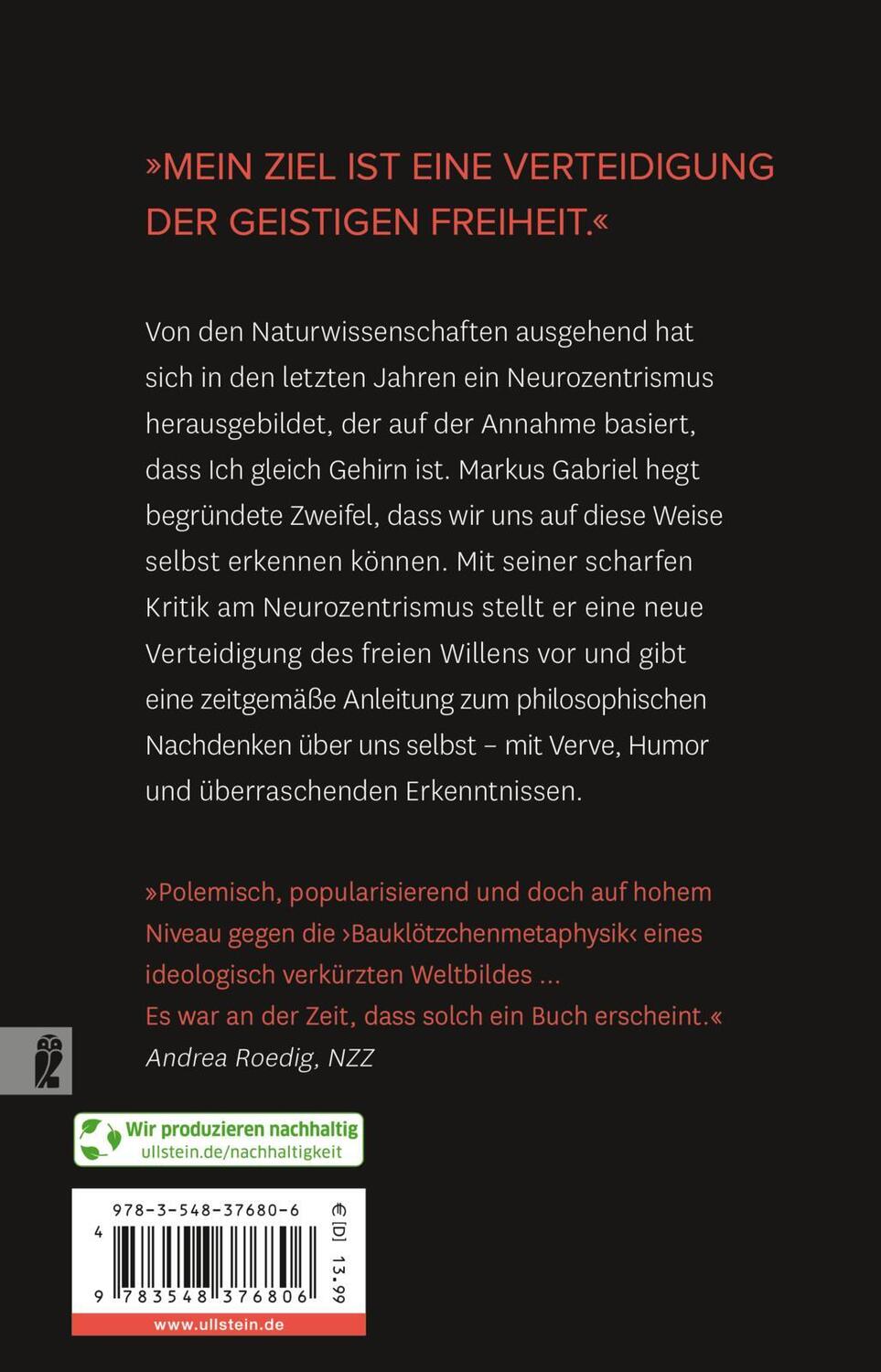 Rückseite: 9783548376806 | Ich ist nicht Gehirn | Philosophie des Geistes für das 21. Jahrhundert