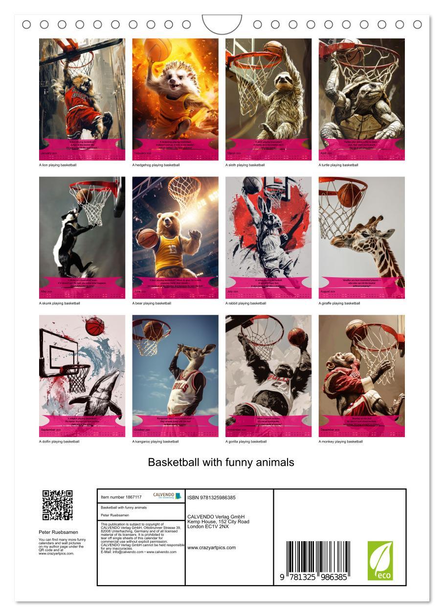 Bild: 9781325986385 | Basketball with funny animals (Wall Calendar 2025 DIN A4 portrait),...