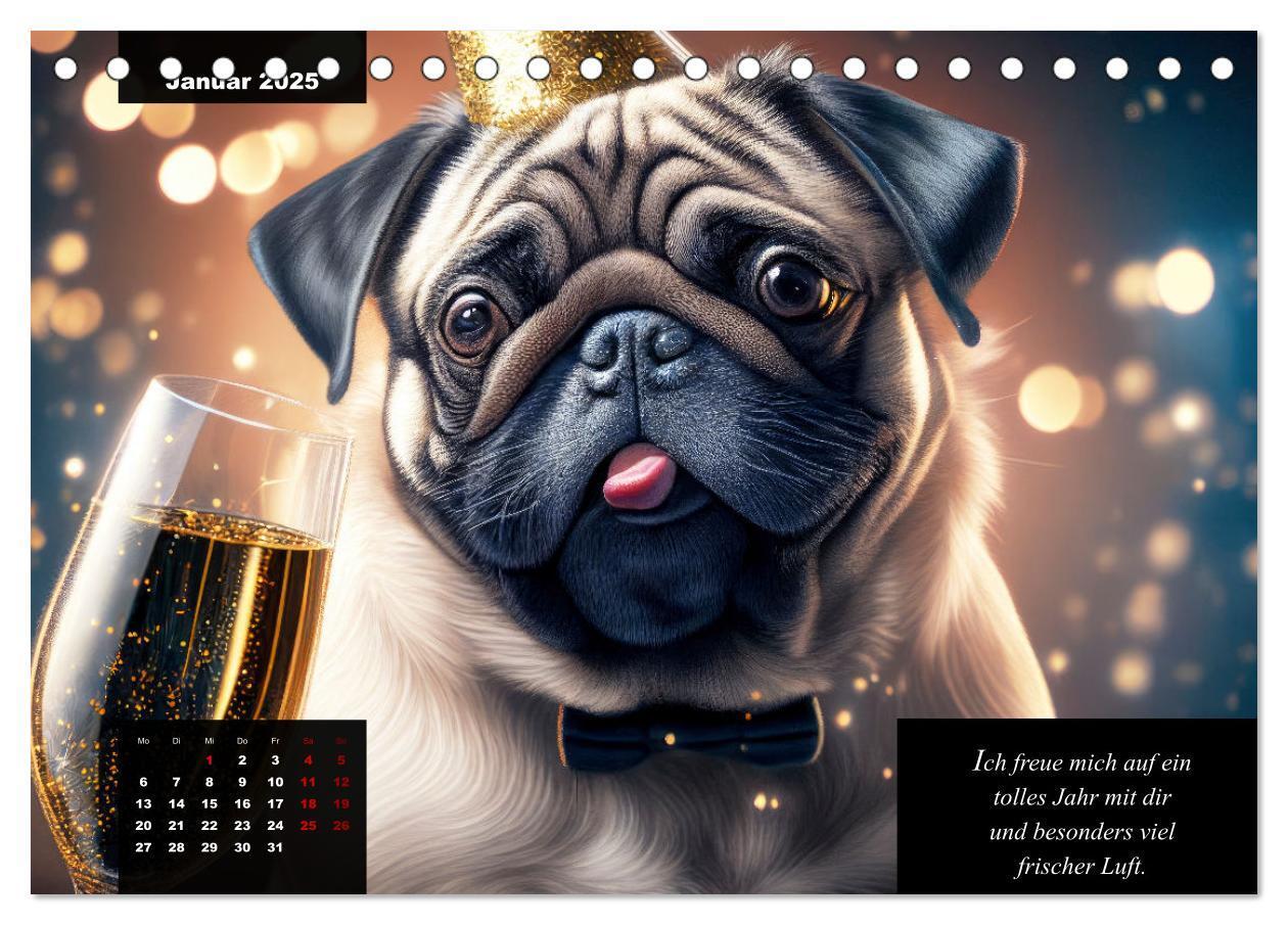 Bild: 9783383918056 | Der humoristische Mops-Kalender (Tischkalender 2025 DIN A5 quer),...