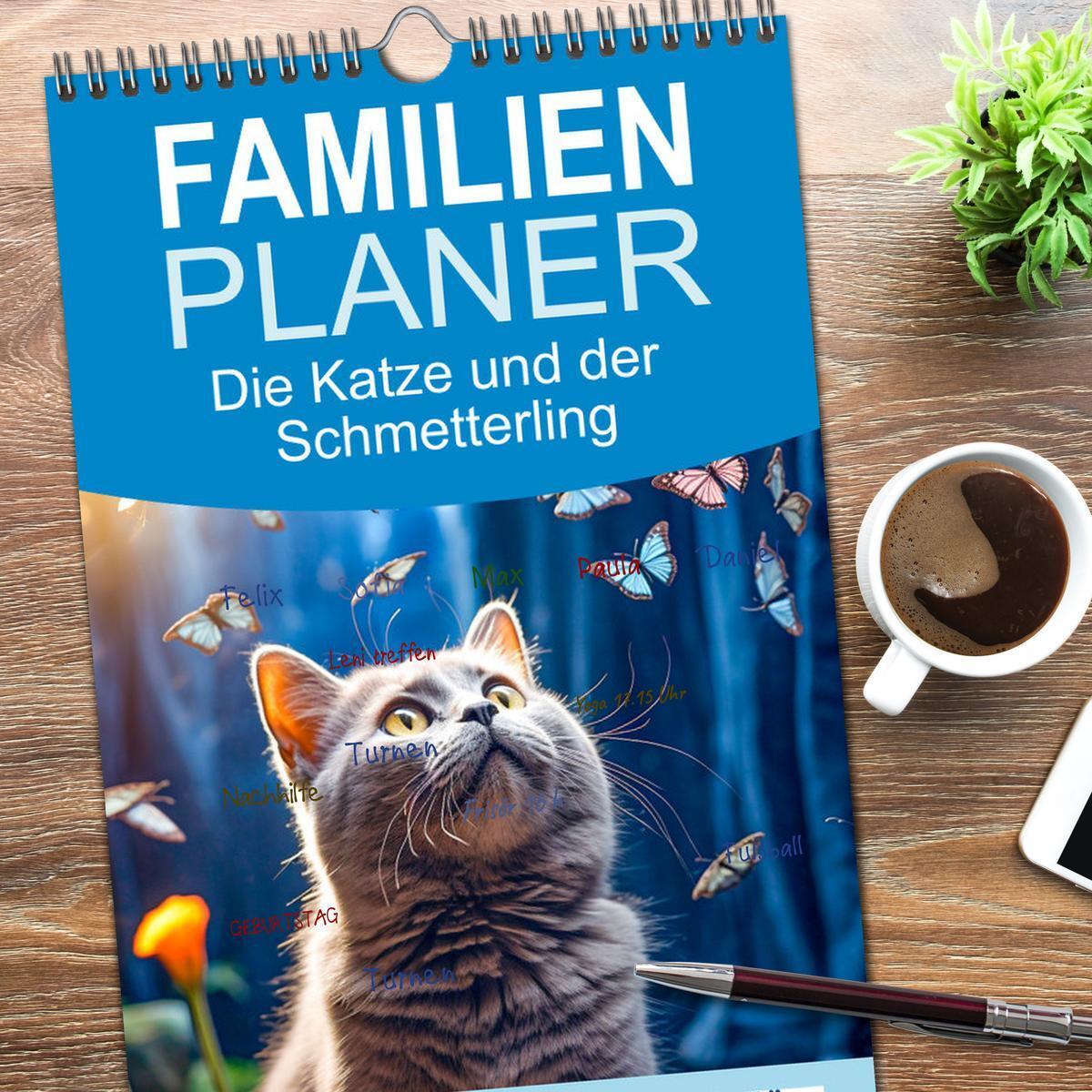 Bild: 9783457090718 | Familienplaner 2025 - Die Katze und der Schmetterling mit 5 Spalten...