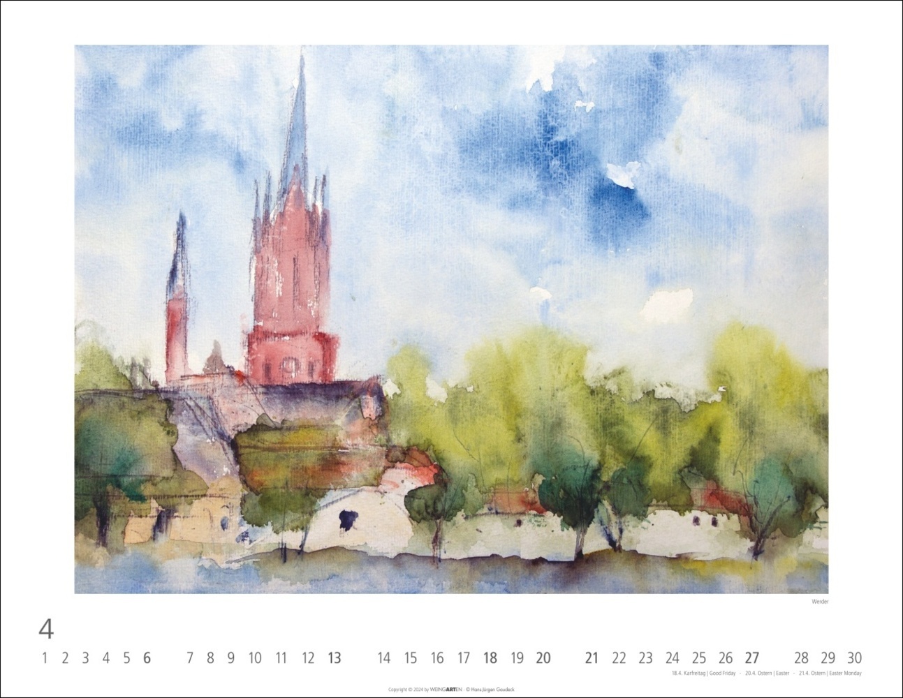 Bild: 9783839901540 | Zwischen Himmel und Erde Kalender 2025 - Aquarelle von Hans-Jürgen...