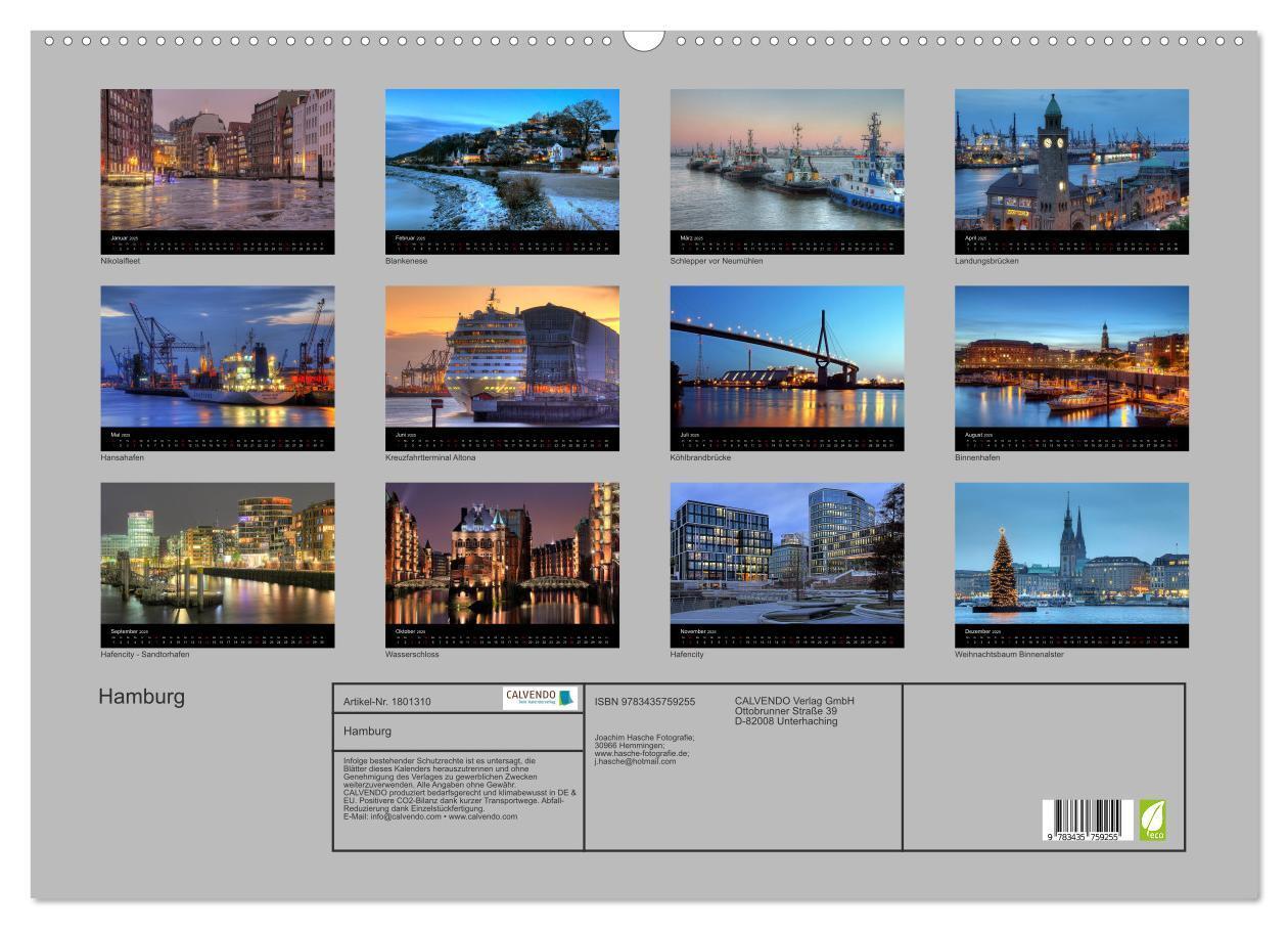 Bild: 9783435759255 | Hamburg (Wandkalender 2025 DIN A2 quer), CALVENDO Monatskalender