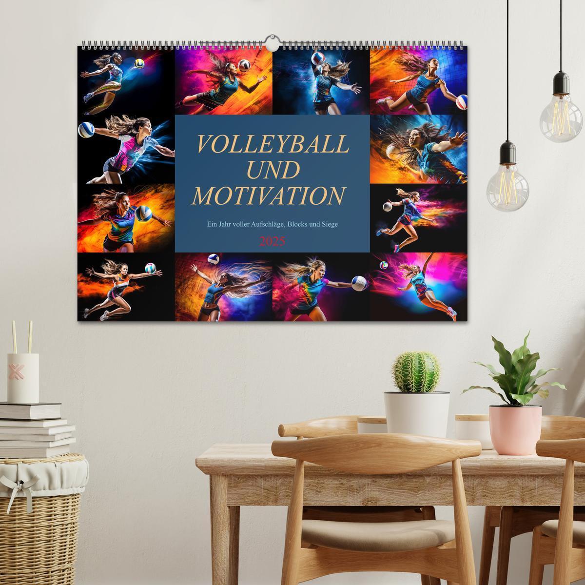 Bild: 9783383862816 | Volleyball und Motivation (Wandkalender 2025 DIN A2 quer), CALVENDO...