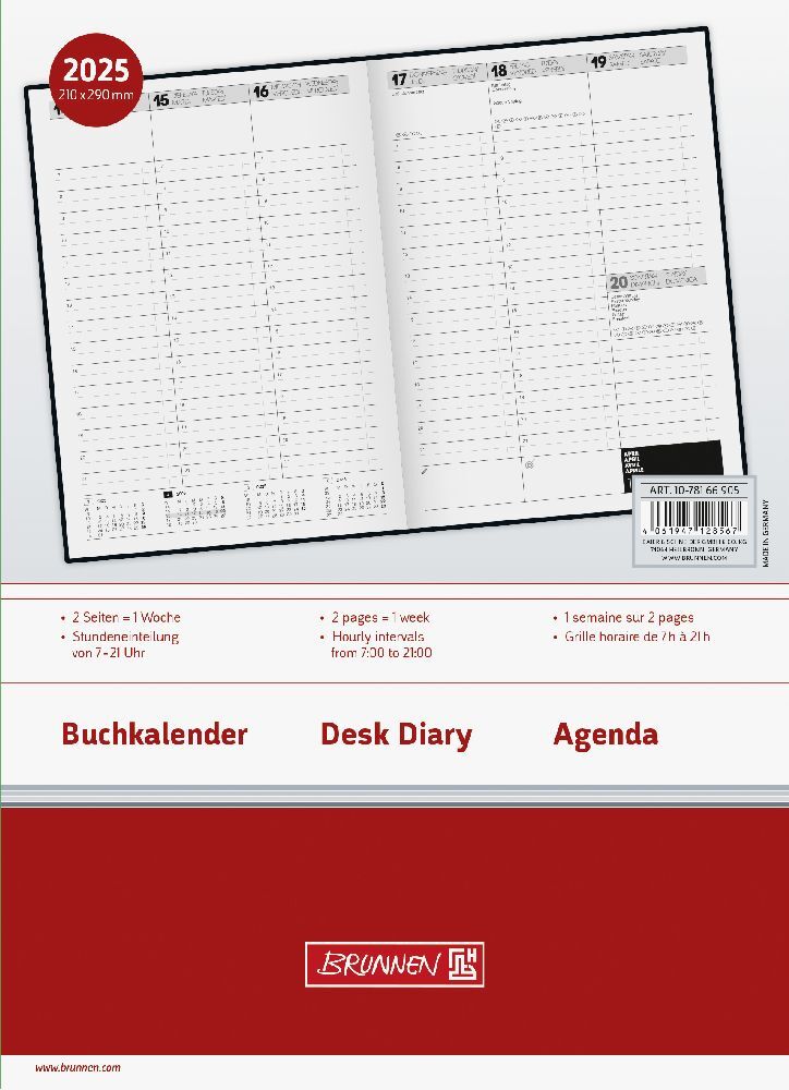 Bild: 4061947128567 | Buchkalender Modell 781 (2025) | 2 Seiten = 1 Woche, A4 | Kalender