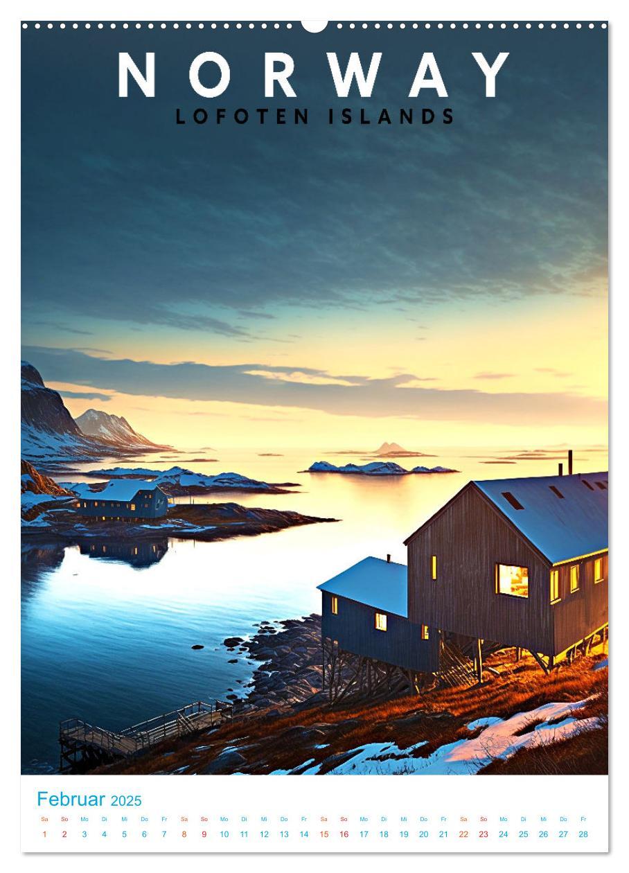 Bild: 9783435885022 | Lofoten - Old School Poster Style (Wandkalender 2025 DIN A2 hoch),...