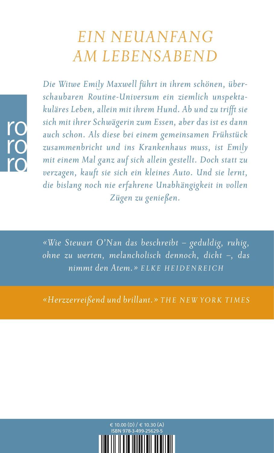 Rückseite: 9783499256295 | Emily, allein | Stewart O'Nan | Taschenbuch | Deutsch | 2013