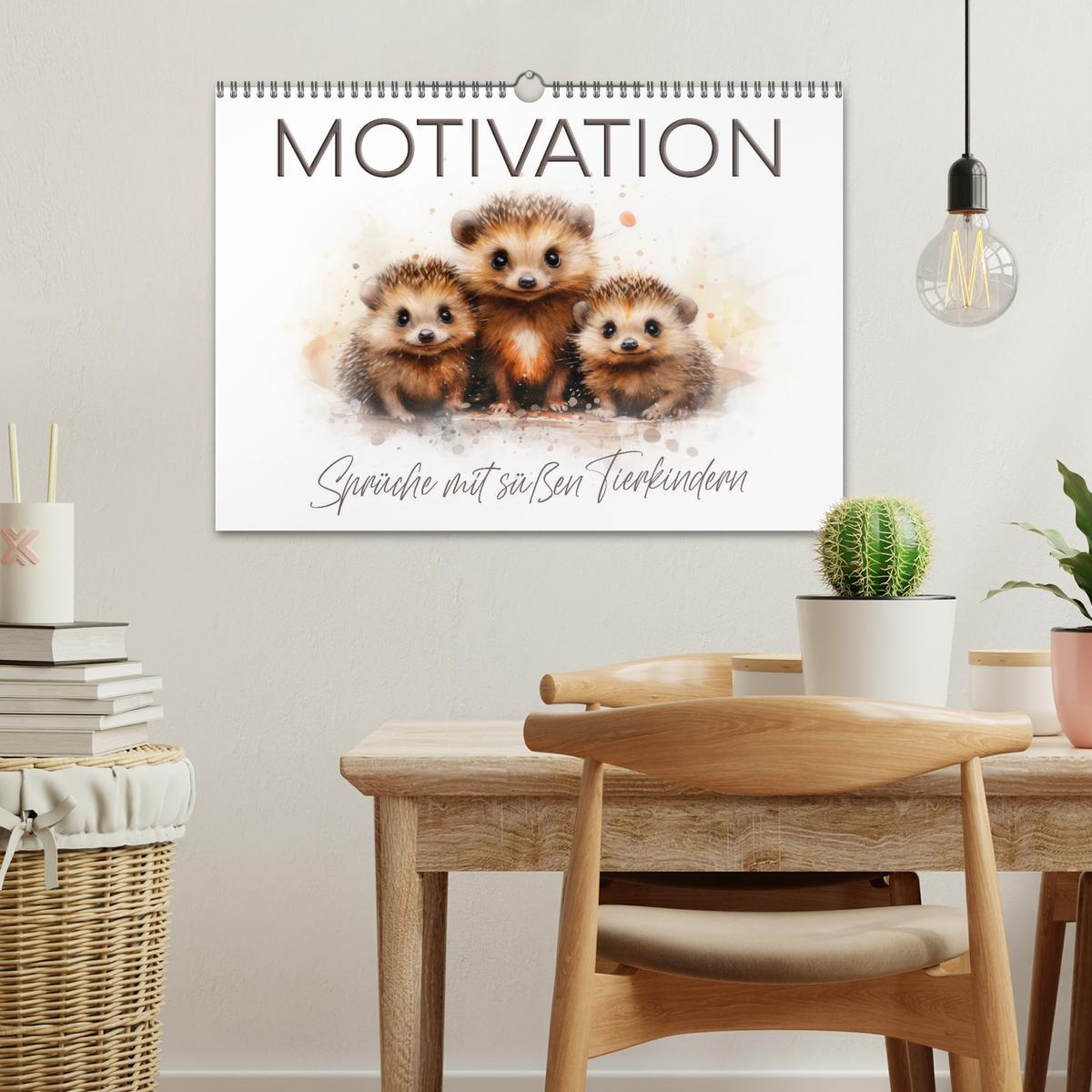 Bild: 9783383857416 | MOTIVATION Sprüche mit süßen Tierkindern (Wandkalender 2025 DIN A3...