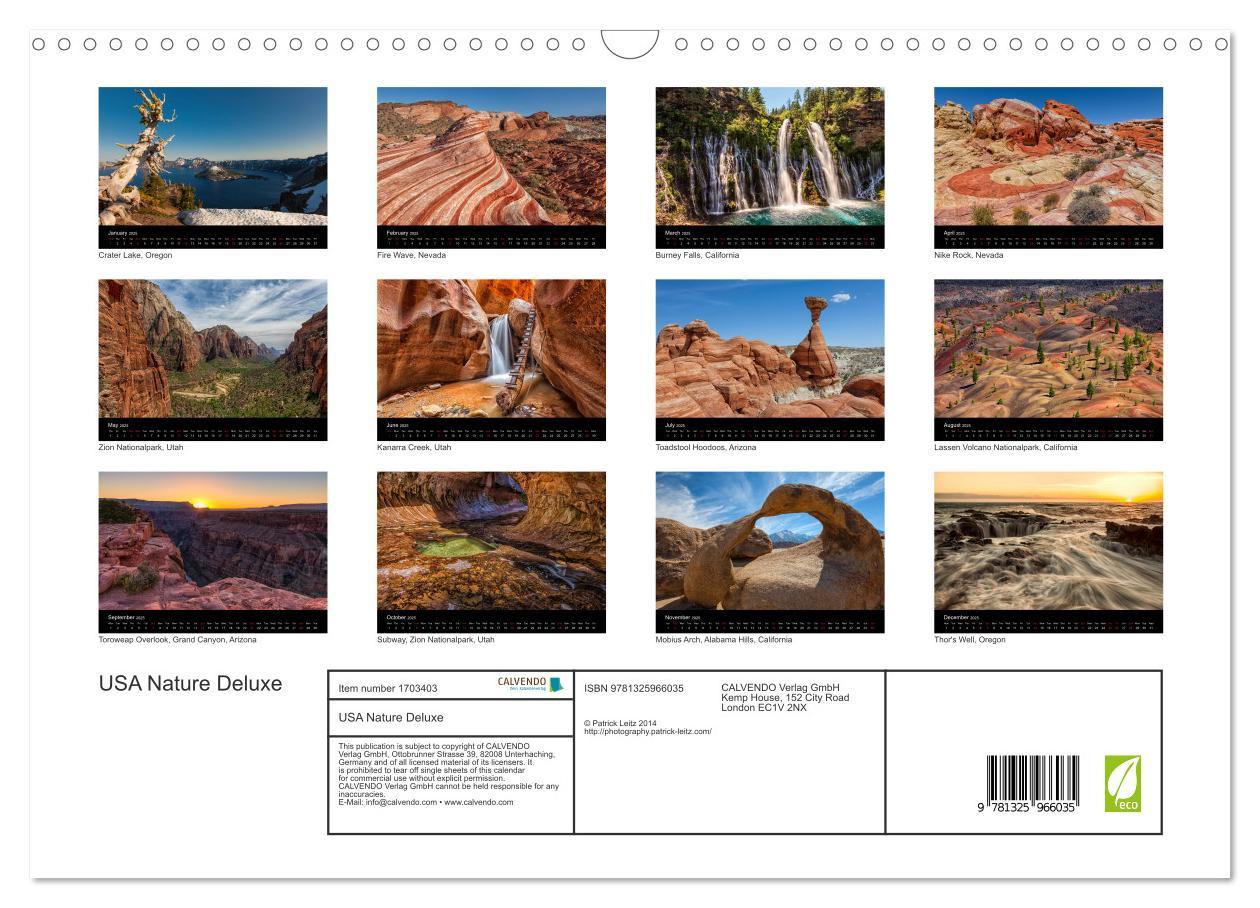 Bild: 9781325966035 | USA Nature Deluxe (Wall Calendar 2025 DIN A3 landscape), CALVENDO...