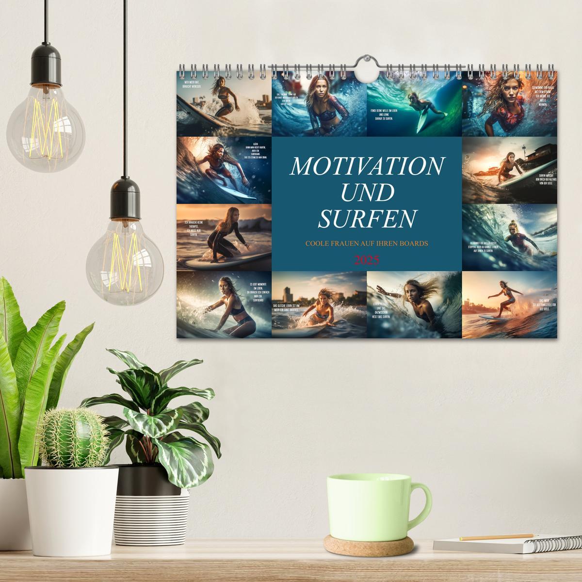 Bild: 9783383865879 | Motivation und Surfen (Wandkalender 2025 DIN A4 quer), CALVENDO...