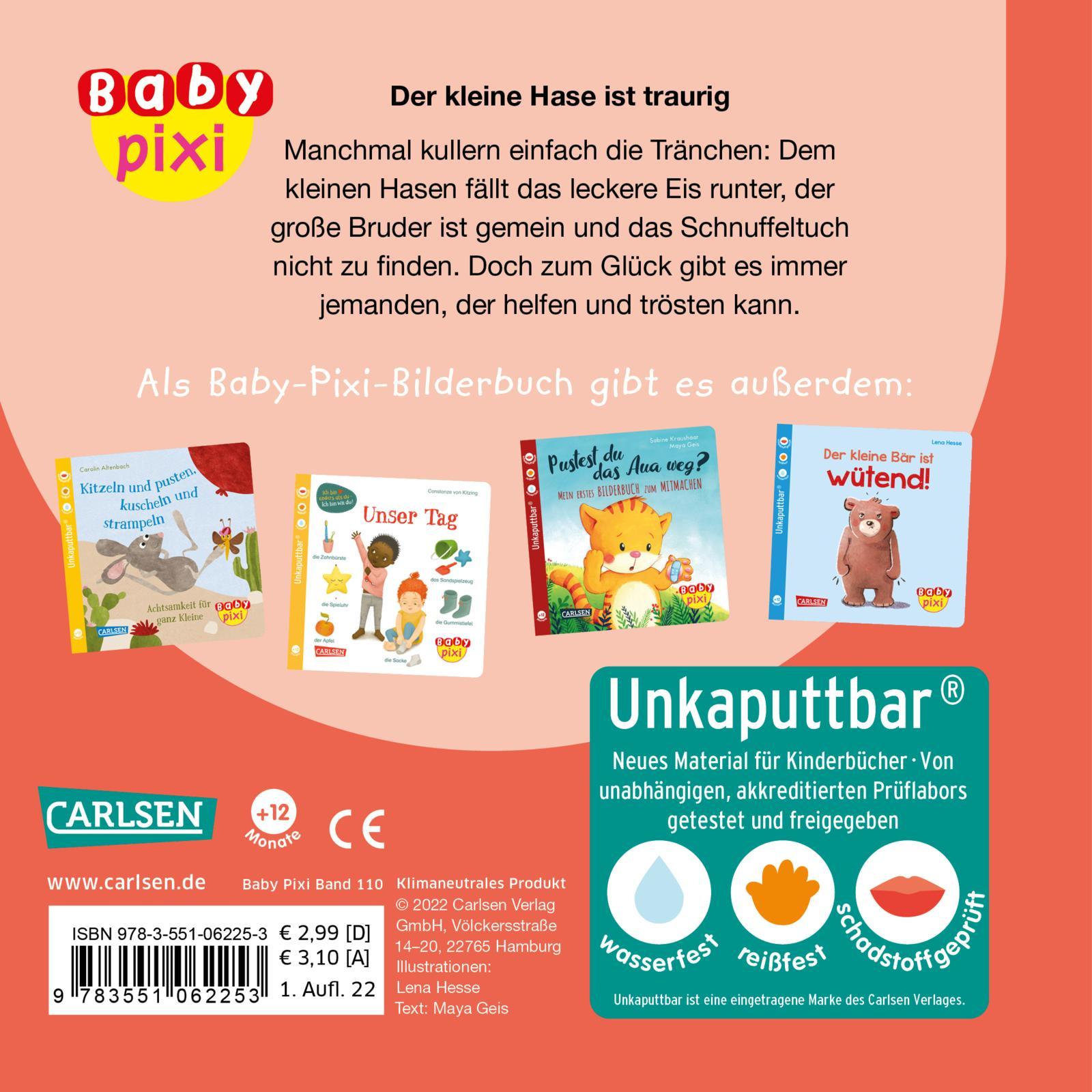 Rückseite: 9783551053268 | Baby Pixi (unkaputtbar) 110: VE 5 Der kleine Hase ist traurig (5...