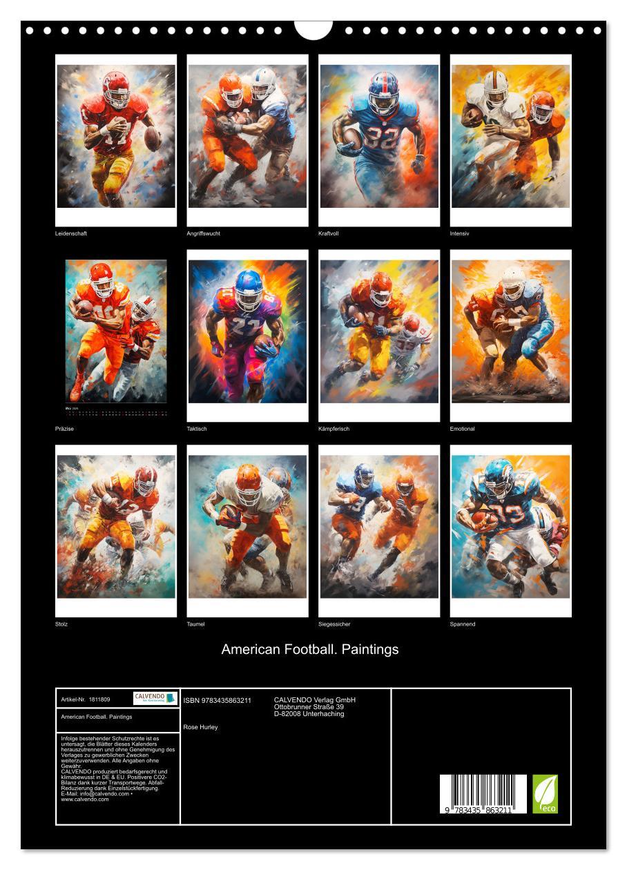 Bild: 9783435863211 | American Football. Paintings (Wandkalender 2025 DIN A3 hoch),...