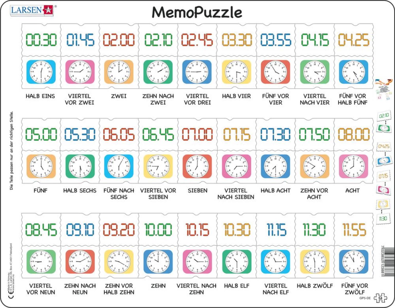 Cover: 7023852123881 | Puzzle - Memo Uhr | Puzzle | 2019 | Larsen | EAN 7023852123881