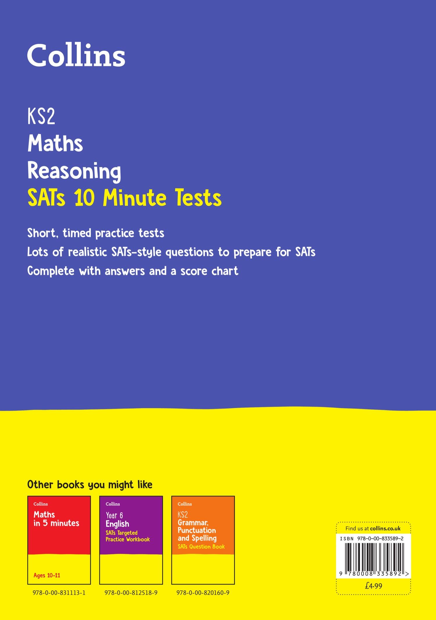 Rückseite: 9780008335892 | KS2 Maths Reasoning SATs 10-Minute Tests | For the 2025 Tests | Ks2