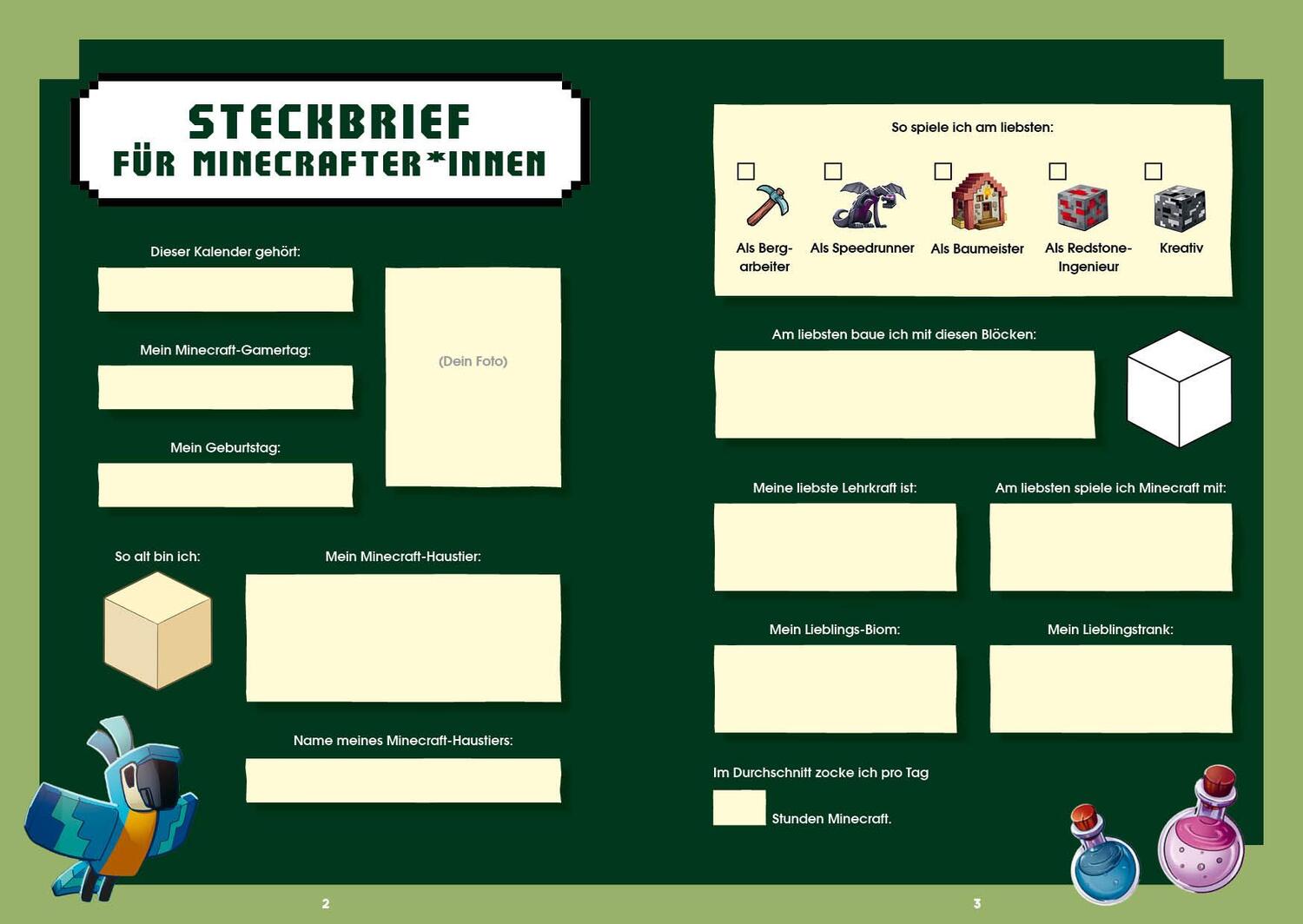 Bild: 9783745922363 | Der Schülerkalender für Minecraft-Fans 2024/2025 | Schröer (u. a.)