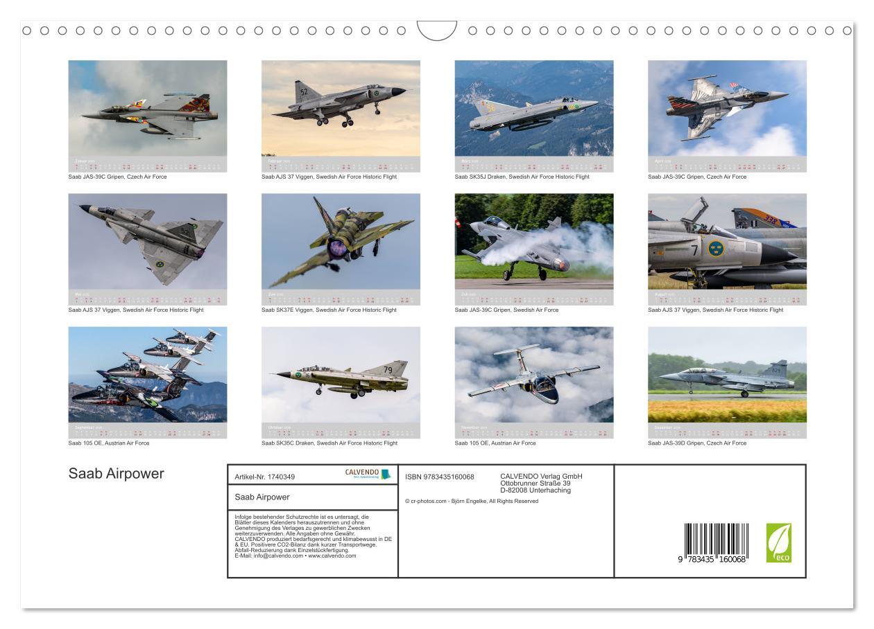 Bild: 9783435160068 | Saab Airpower (Wandkalender 2025 DIN A3 quer), CALVENDO Monatskalender