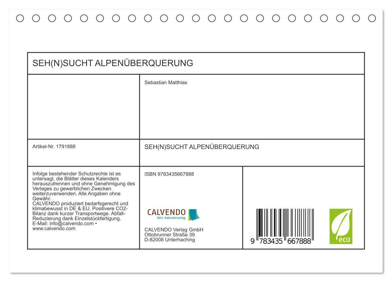 Bild: 9783435667888 | SEH(N)SUCHT ALPENÜBERQUERUNG (Tischkalender 2025 DIN A5 quer),...