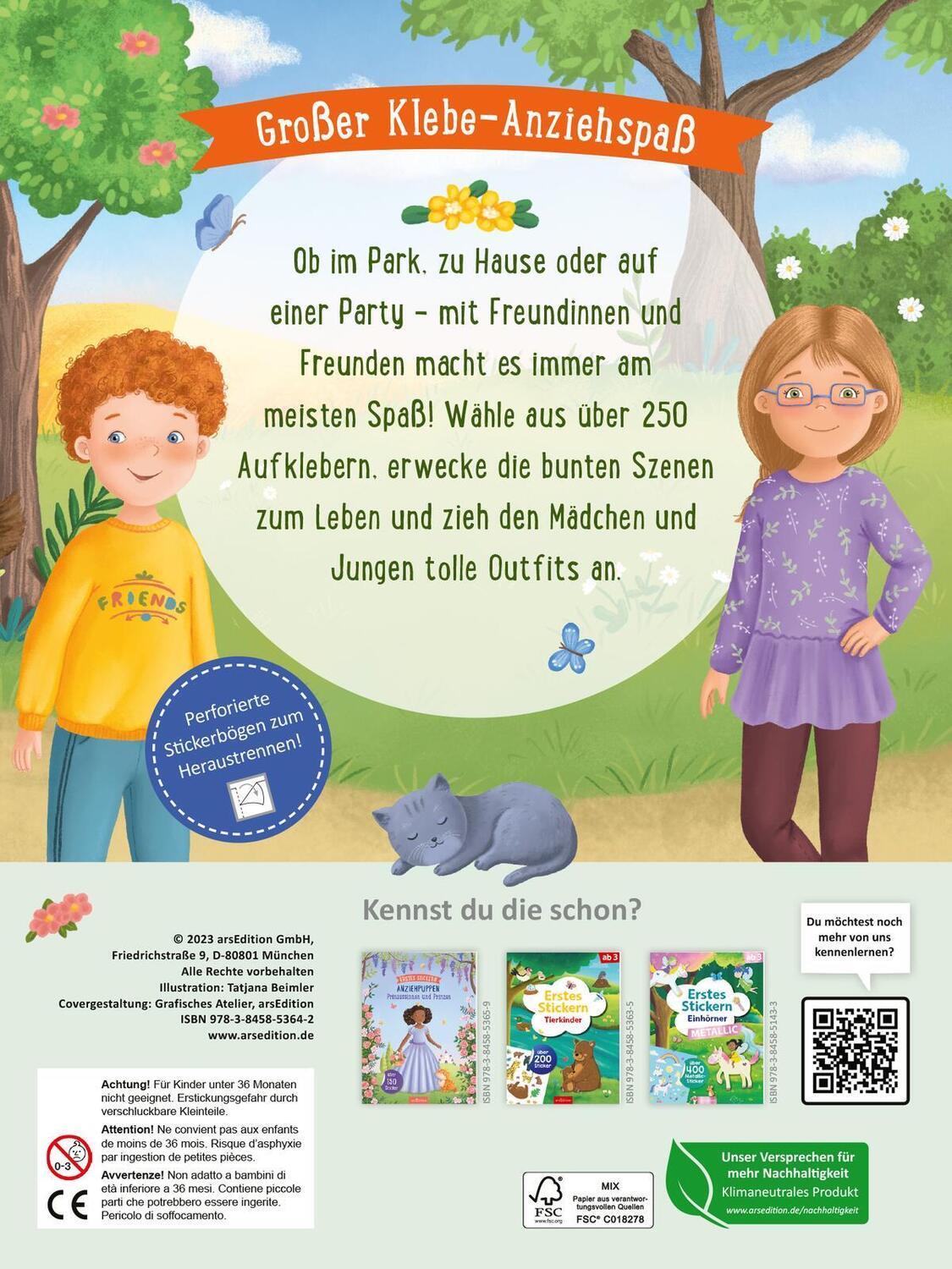 Rückseite: 9783845853642 | Erstes Stickern Anziehpuppen - Freundinnen und Freunde | Taschenbuch