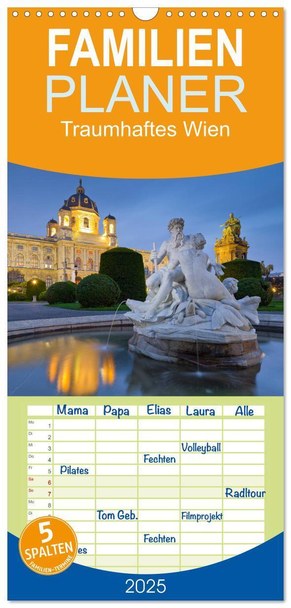 Cover: 9783457113356 | Familienplaner 2025 - Traumhaftes Wien mit 5 Spalten (Wandkalender,...