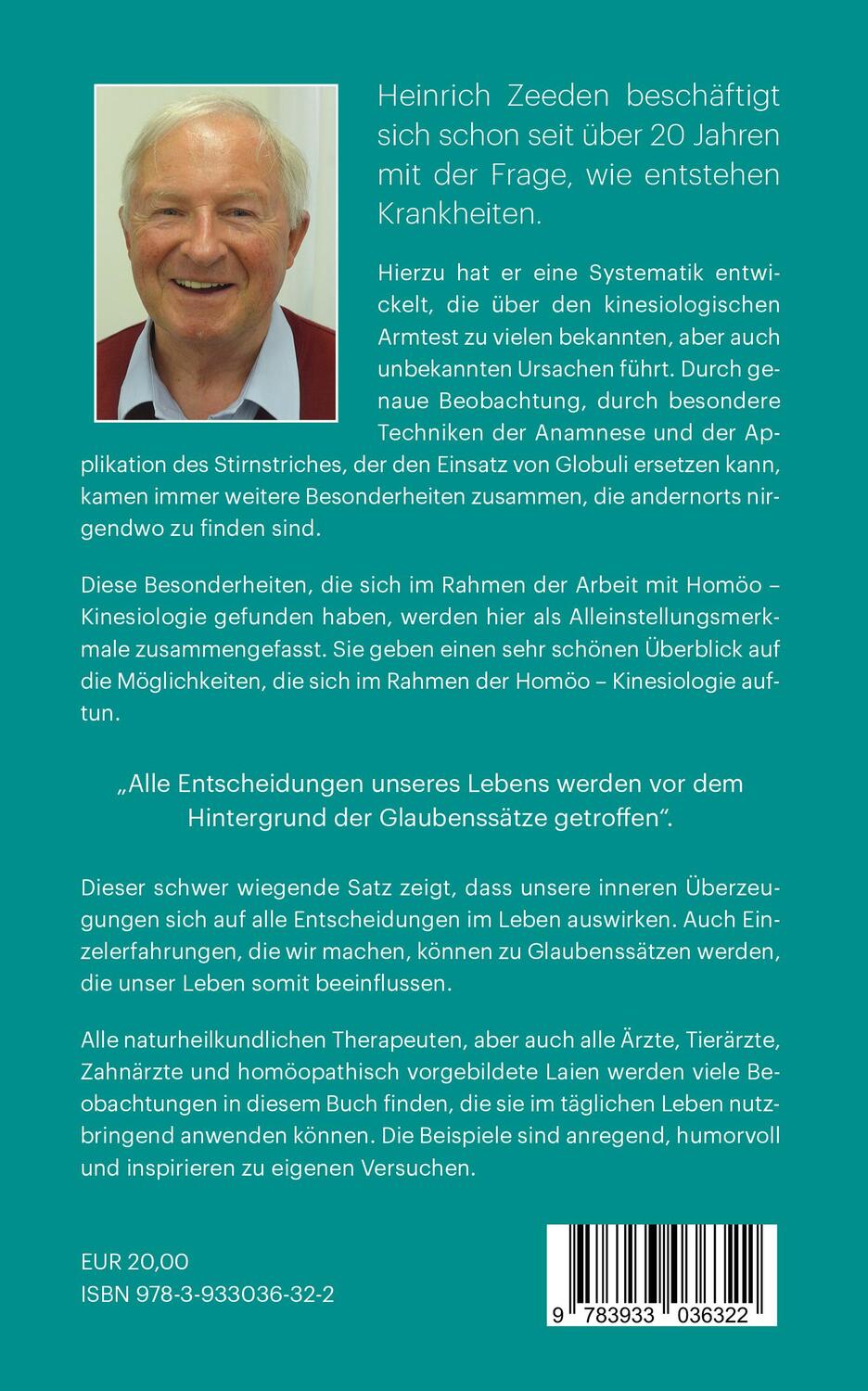 Rückseite: 9783933036322 | Alleinstellungsmerkmale in der Homöo-Kinesiologie | Heinrich Zeeden