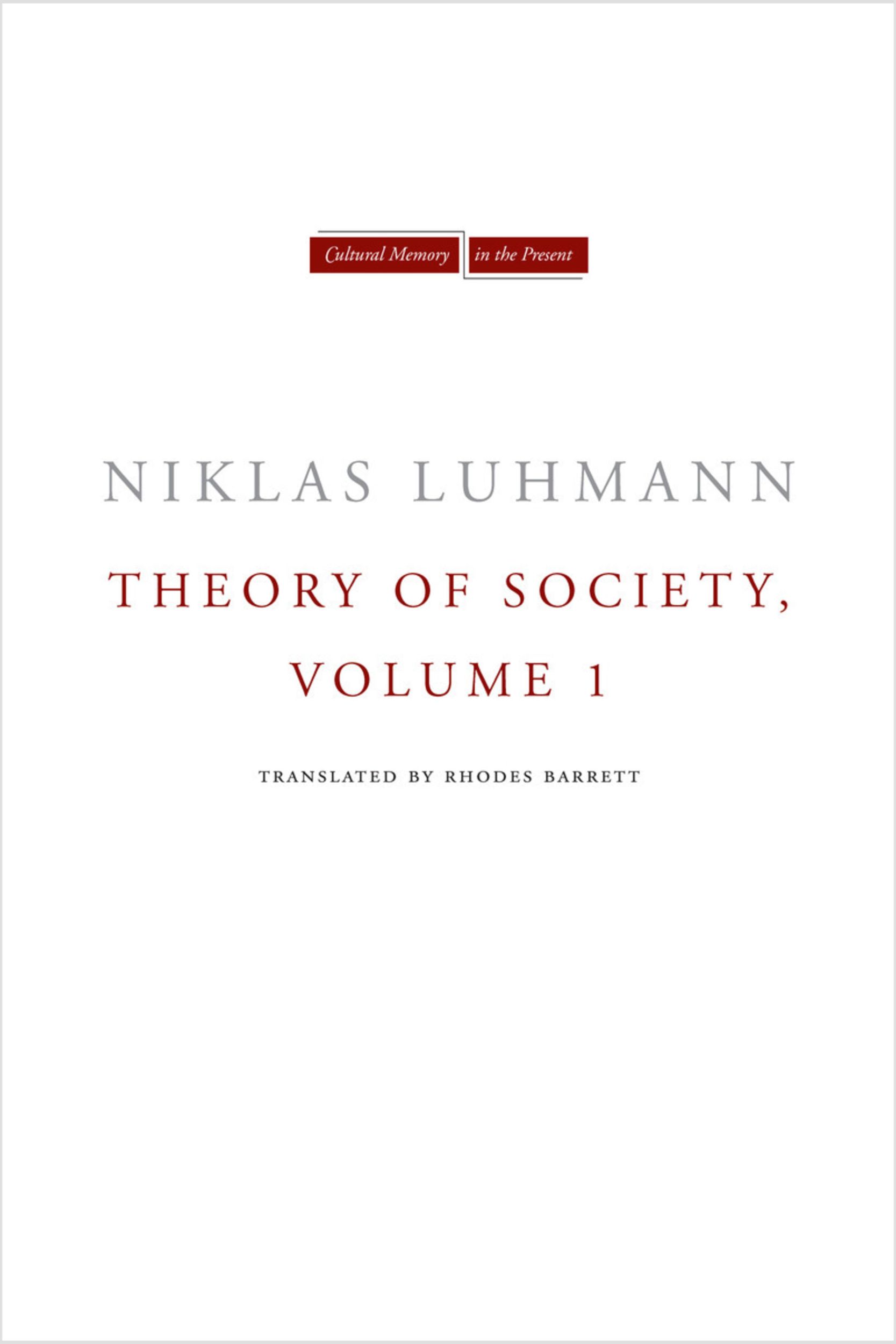 Cover: 9780804739504 | Theory of Society, Volume 1 | Niklas Luhmann | Taschenbuch | Englisch