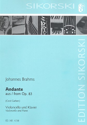 Cover: 9790003037585 | Andante op.83 für Violoncello und Klavier | Johannes Brahms