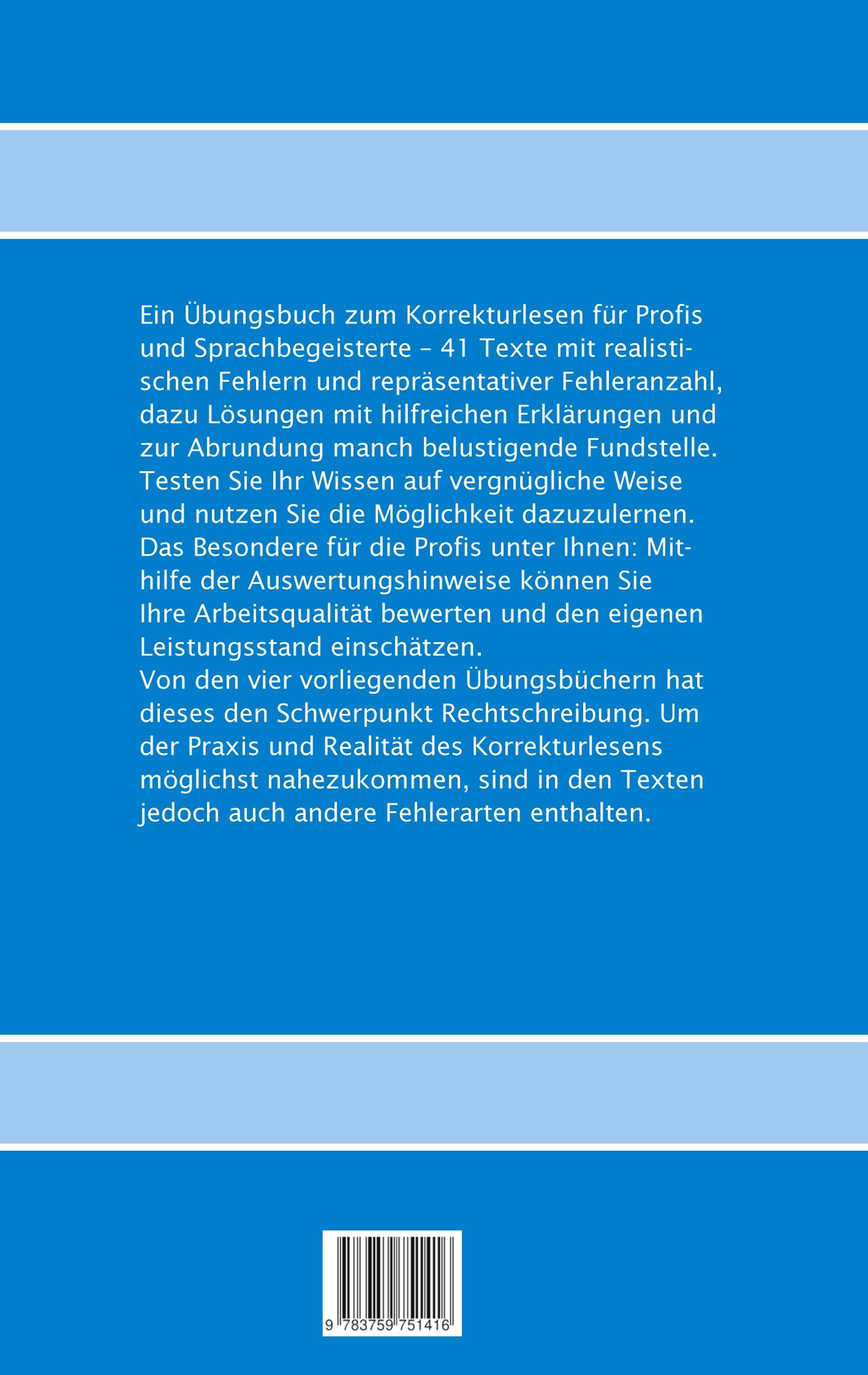 Rückseite: 9783759751416 | Korrekturlesen - Übungen mit Schwerpunkt Rechtschreibung | Sailler