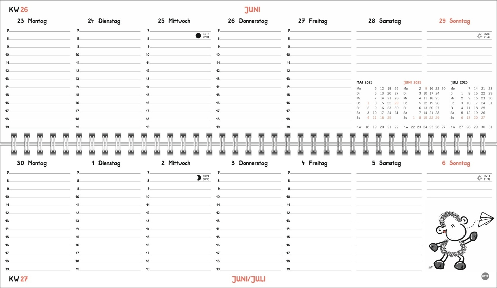 Bild: 9783756406531 | sheepworld Wochenquerplaner 2025 | Kalender | Spiralbindung | 64 S.