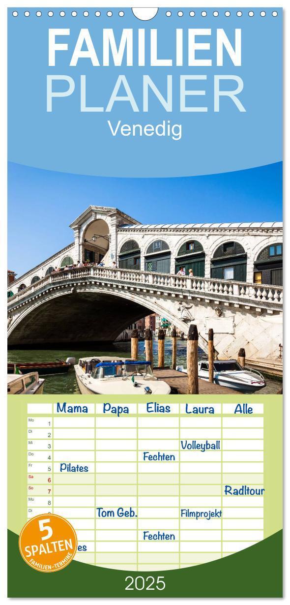 Cover: 9783457120248 | Familienplaner 2025 - Venedig mit 5 Spalten (Wandkalender, 21 x 45...