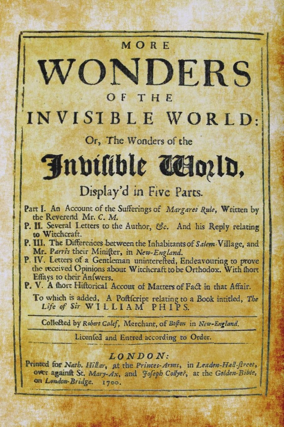 Cover: 9781947587021 | More Wonders of the Invisible World | Robert Calef | Taschenbuch