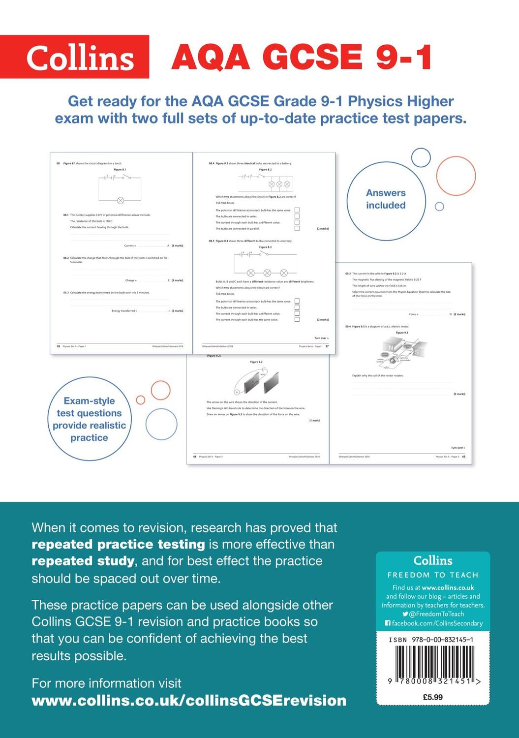 Rückseite: 9780008321451 | AQA GCSE 9-1 Physics Higher Practice Papers | Collins Gcse | Buch