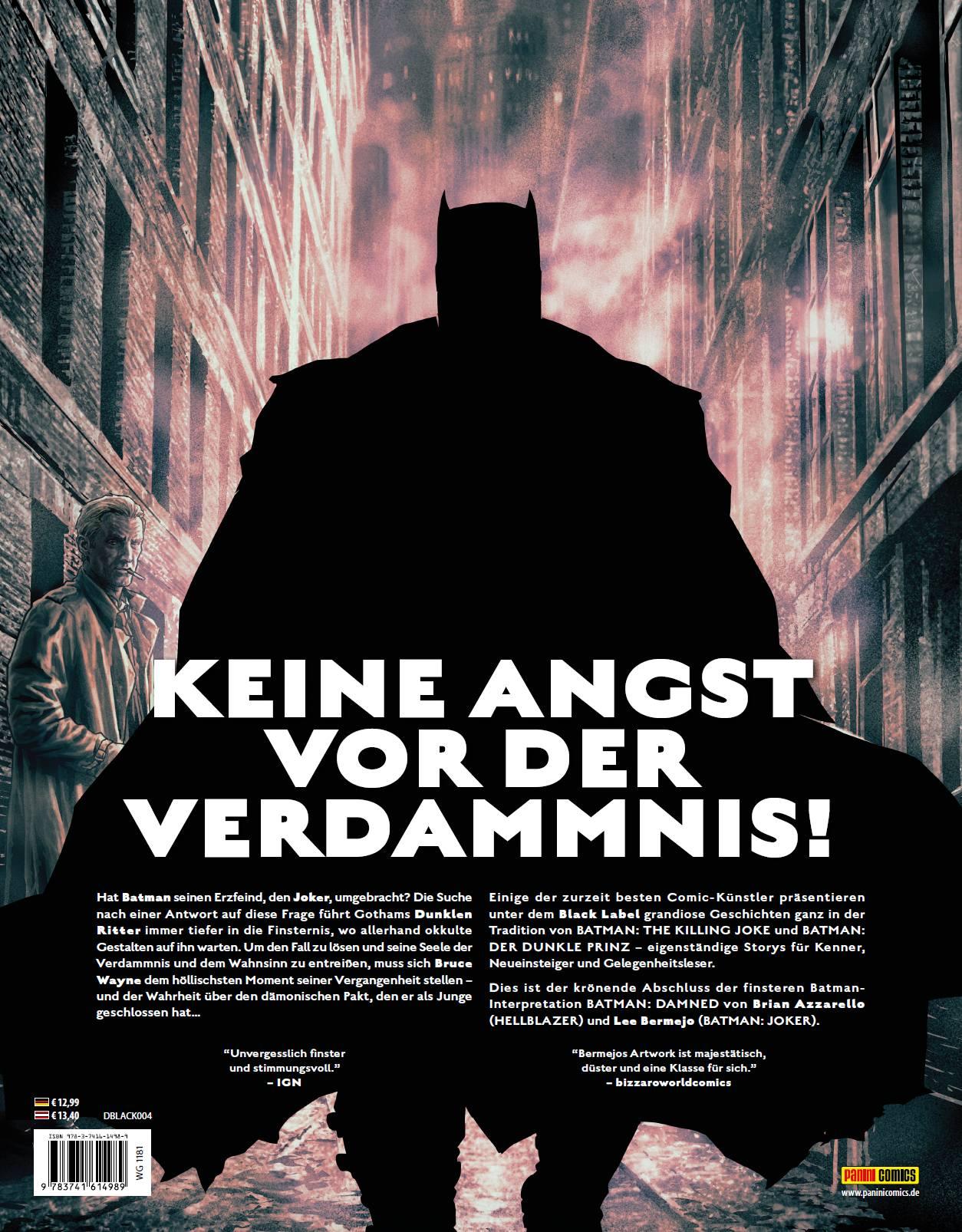 Rückseite: 9783741614989 | Batman: Damned | Bd. 3 | Brian Azzarello (u. a.) | Buch | 60 S. | 2019